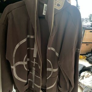 Named collective rhinestone bulls eye hoodie